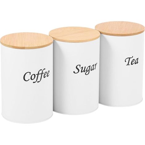 Lot de 3 boîtes de conservation alimentaire, récipient à sucre adapté pour bar à café – Convient pour bonbons, flocons d'avoine, café, lait, sel, comptoir de cuisine, café et bureau (1/5)