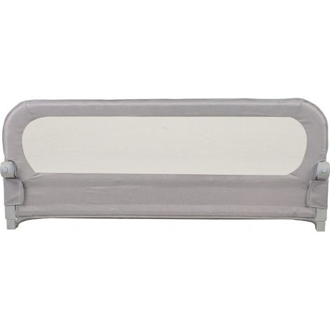 Barrière de lit enfant pliable grise avec housse amovible Oxford et base robuste en U, hauteur réglable pour chambre, voyage, crèche