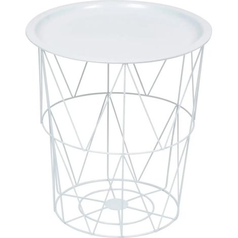Table d'Appoint en Métal "Kumi" 40cm Blanc (1/3)