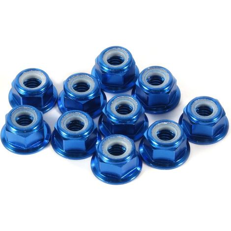 Écrous autobloquants hexagonaux M5 à insert nylon anodisé, en alliage d'aluminium, lot de 10 pièces, bleu royal