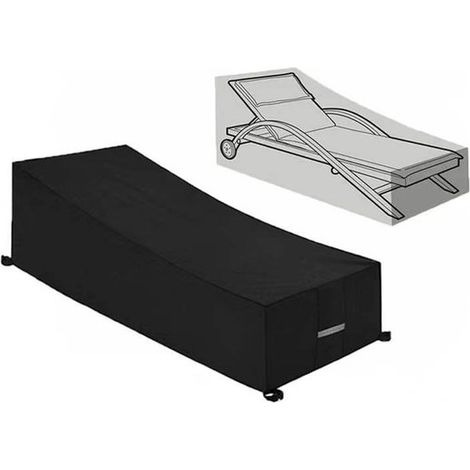 Housse de transat, noire, 210 x 75 x 40/80 cm (1/5)