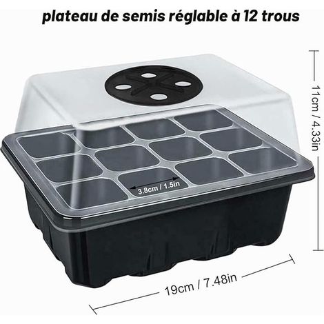 Mini Greenhouse for Seedlings, Indoor Greenhouse Grow Trays Seedling Trays Seedling Trays Indoor Germination Kit with Lid for Tomato Plants, Black (1/2)