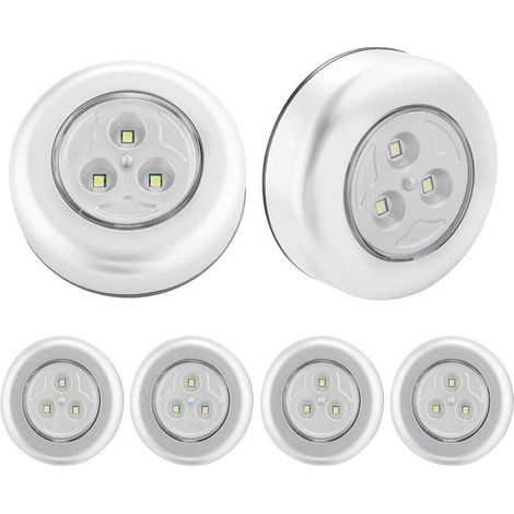 Lot de 6 lampes LED de nuit, spot LED autocollant, éclairage supplémentaire pour placard, escalier, miroir, vitrines de cuisine, ar (1/5)