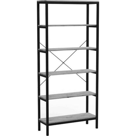 LIBRERIA ''INDUSTRIAL'' DIM.: 80X30x180CM COLORE QUERCIA GRIGIA