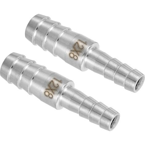 2Pcs Raccord De Tuyau Réducteur 15/32" à 5/16" à Barbe Argenté (1/5)