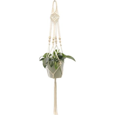Support pour plantes en macramé, porte-pot de fleurs décoratif tissé, panier suspendu pour intérieur et extérieur, fait main en corde de coton, décoration intérieure (1/5)