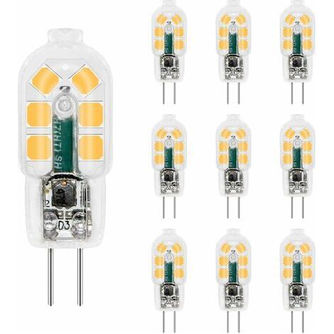 Ampoule G4 LED 12V 2W Blanc Neutre 4000K, 200LM, Équivalent Lampe Halogène G4 10W 20W, non-dimmable, AC DC G4 12V LED 4000K pour Hotte de Cuisine, Lustre, lot de 10 (1/5)