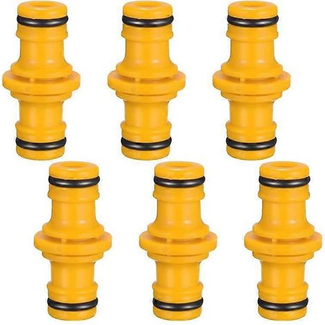 Lot de 6 raccords mâles doubles pour tuyau d'arrosage, robinet, embout de tuyau. (1/4)