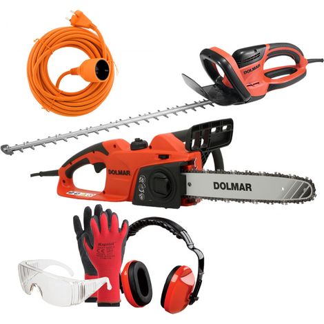 PACK - DOLMAR Taille-Haie Électrique 670W 55cm HT5510 + Tronçonneuse 1800W 35cm ES39TLC + Rallonge 20m + Équipements Protection