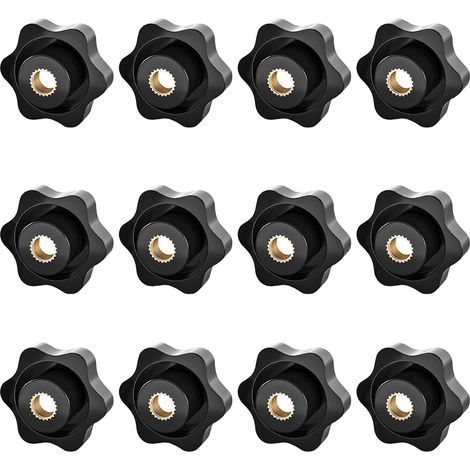 12 Pièces - Écrou à Poignée - Vis Moletée - Fixation Manuelle Sans Outil - Pour Machines Et Meubles - Noir - 32x0,6cm (1/5)
