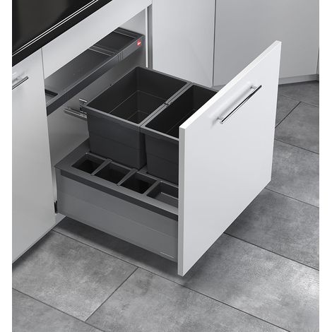 Poubelle de cuisine encastrable pour meuble coulissant 40L Hailo Separato K600 Coloris - Gris Anthracite (1/4)