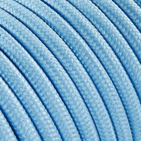 Fil Électrique Tissu Bleu Azur 2x0,75mm² - Câble Électrique Textile de Qualité