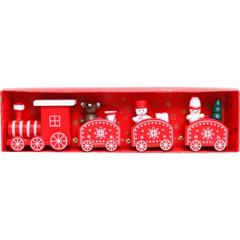 Train De Noël En Bois - 1 Locomotive + 3 Wagons - Décoration De Table Cheminée Fenêtre - Calendrier De L'Avent - Lot De 1 (1/5)