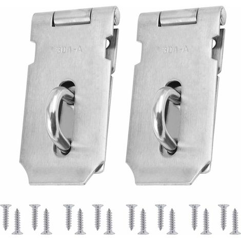 2Pcs Heavy Duty Hasp And Clip Lock, Stainless Steel Door Locks, Door Clasp with 16Pcs Screws, 4 Inches (1/5)