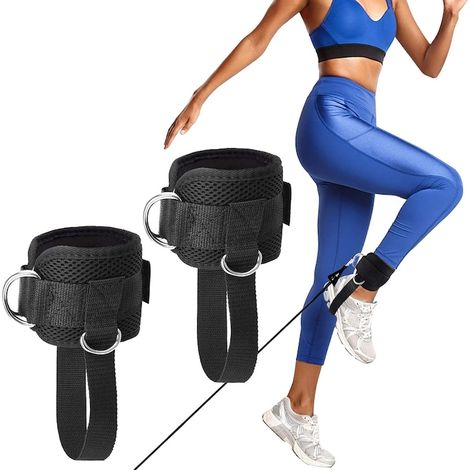 2er-Set Fitness-Knöchelmanschetten, Axroad Mall, mit D-Ring aus Metall, komfortables und strapazierfähiges Design für Beinübungen, Polyester, Schwarz (1/5)