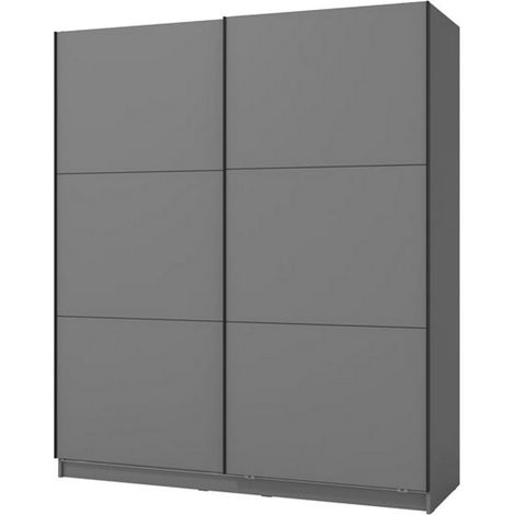 Armario Circular Grande, 5 Estantes, Ropero de Dormitorio, Perchero, 2 Puertas, 179x210h cm Negro Antracita