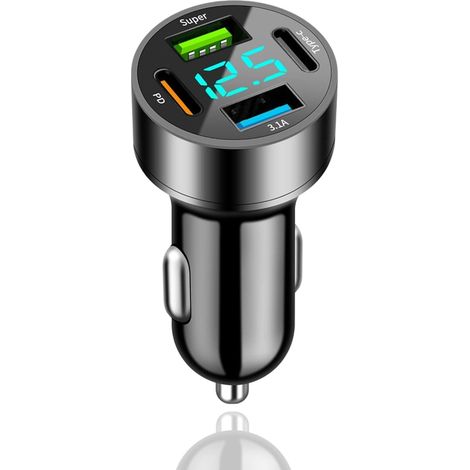 4-Port USB-C Car Charger Adapter, USB-C Car Charger, 4 Ports [PD+QC3.0+Type-C] Fast Charging, Universal for Android Tablets (1/5)