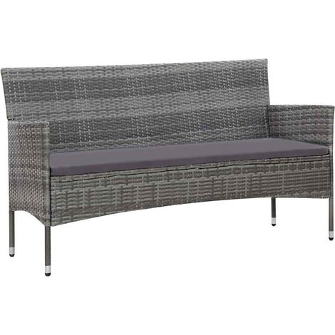 Set Divani da Giardino 4 pz Salotto da Giardino con Cuscini in Polyrattan Grigio (1/5)