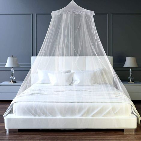 Moskitonetz, Bett-Moskitonetz, großes Polyester-Moskitonetz für Einzel- und Doppelbetten, 1 Stück Reifen, Baldachin-Moskitonetz für den Innen- und Außenbereich – Weiß (1/5)