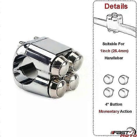 234 Buttons Motorcycle Switch 25mm 22mm Handle Bar Controller Switches Starter Horn Universal 1" Handlebar Switch Cafe Racer( 25mm chrome-b) (1/5)