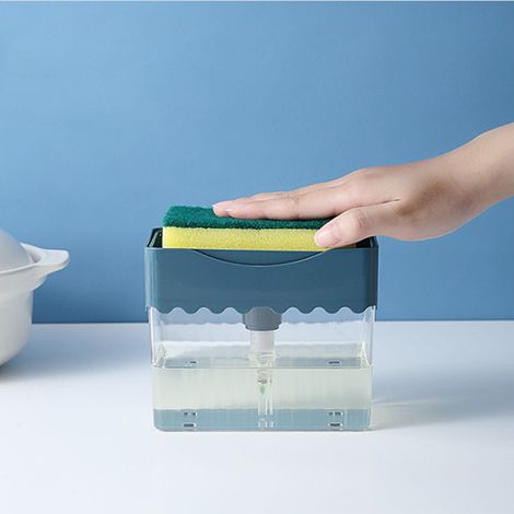 Lot distributeur de savon avec porte-éponge, contenant à liquide vaisselle, pompe manuelle, organisateur de nettoyage, outil de cuisine. (1/5)