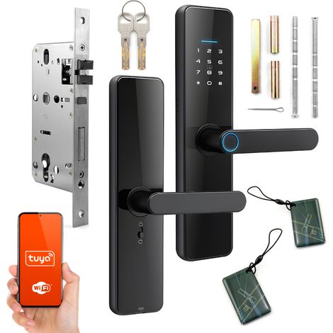 Cilindro serratura per maniglia porta intelligente Tuya WiFi con codice RFID e impronta digitale (1/5)