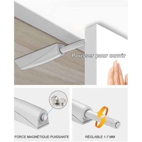FENOPLASTICAAmortisseur push-to-open pour porte de placard – Système magnétique silencieux, 4 pièces, montage facile, compatible armoires et tiroirs (1/5)