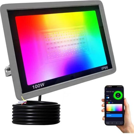 100W Projecteur Led Rgb D'Extérieur,Projecteur Intelligent Rgbcw Couleur Avec Contrôle Par Application Bluetooth,Spot Led D'[CA227] (1/5)