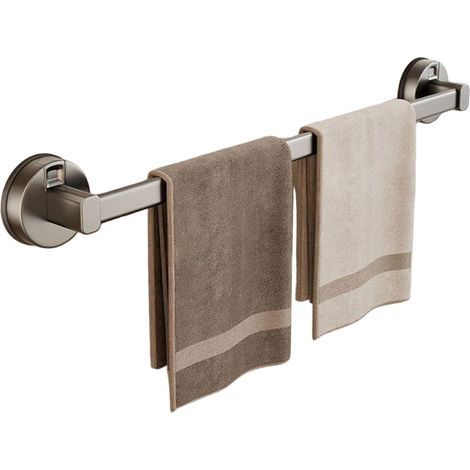 Porte-serviettes mural ventouse 50 cm aluminium sans perçage gris mat