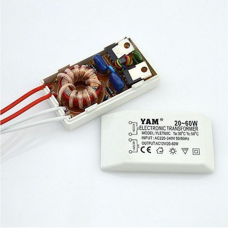Adaptateur de projecteur avec transformateur électronique pour lampe halogène 20-60 W, 220 V vers 12 V CA. (1/4)