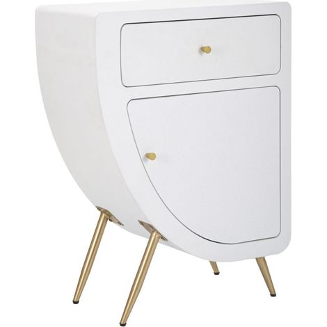 Comodino Alto Venus 60x32x79 cm in MDF e Ferro Bianco e Oro (1/5)