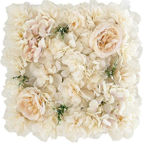 Décoration murale de fleurs artificielles (roses fausses) à faire soi-même, 35 x 35 cm, pour fond de mariageChampagne (1/5)