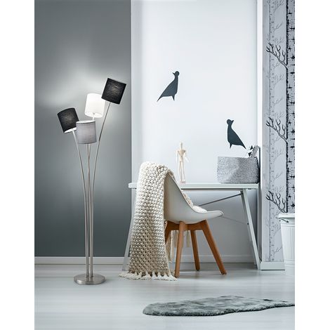 Lampadaire En Métal Chrome Brossé, Lampe De Sol Élégante Pour Éclairage D'Intérieur, Design Moderne Hauteur 160Cm 4Xe14 - Luminaire Par Perenz (1/2)