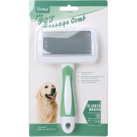 Brosse pour animaux de compagnie, idéale pour éliminer la saleté et les nœuds des poils d'animaux - Vert (1/4)
