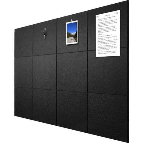 Ensemble de 12 panneaux d'affichage en feutrine – Grand panneau d'affichage – Panneaux muraux en feutrine – Panneaux en liège muraux – Polyester – Noir (1/5)