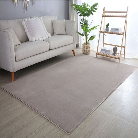 Tapis en microfibre doux uni antidérapant Lars Beige 140x200 (1/5)