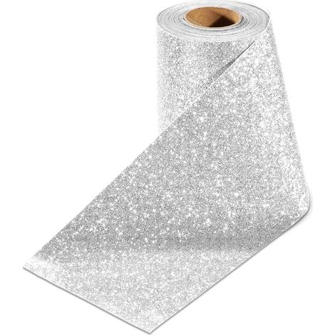 Stickyart Rouleau Vinyle Adhésif Argent Papier Peint Pailleté Argent 10 x 300cm Facile à Poser Tapisserie Autocollante Murale Idéal pour les Projets de Bricolage et la Décoration d'intérieur (1/5)