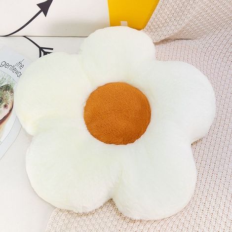 1PCS (35cm, Blanc) Coussin de Fleur 35cm Coussins de Chaise Coussin de Siège Oreiller Tatami Coussin de Sol en Peluche de Fleur Mignonne pour décor de Chaise de canapé de Chambre à Coucher (1/5)