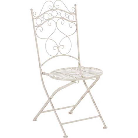 Chaise de jardin terrasse balcon design rustique en fer forgé crème vieilli 100003007 (1/5)