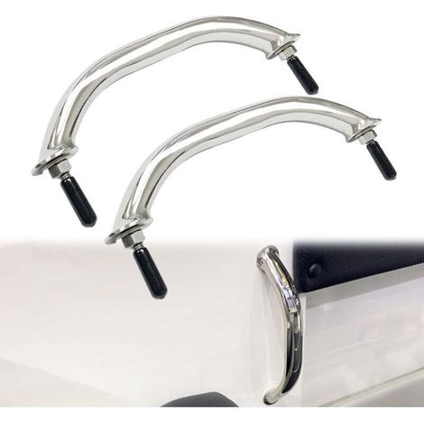 Poignée de bateau en acier inoxydable de 25,4 cm, poignée de main courante, accessoires nautiques, finition polie miroir avec double goujon. (1/4)