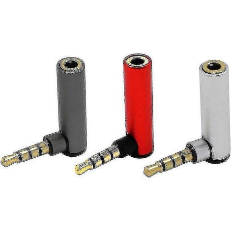 3 pièces Adaptateur audio stéréo pour écouteurs mâle vers femelle coudé à 90 degrés de 3,5 mm ( (1/2)