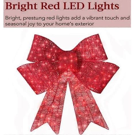 Décoration de Noël lumineuse XL avec nœud papillon rouge, 1 pièce (1/3)