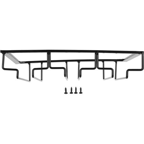 Porte-verres à vin sous meuble, noir, support à 3 emplacements pour verres à pied, organisateur en métal pour bar et cuisine (1/4)