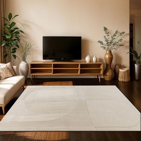 Paco Home Tappeto da Soggiorno Pelo Alto Design Scandinavo Boho Geometrico 3D Crema 200x280 cm