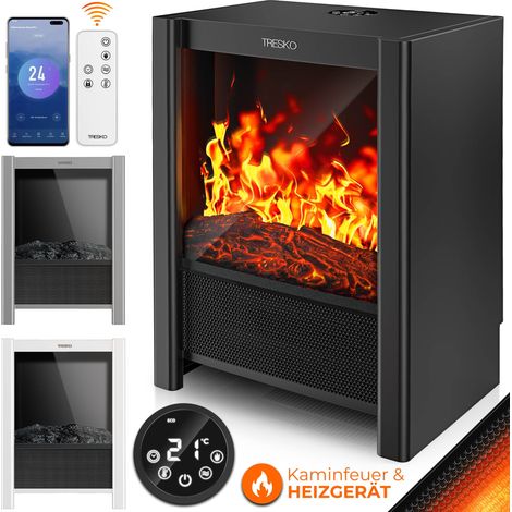 TRESKO® Camino Elettrico SmartFire con Riscaldamento 2000 W, APP WiFi e Telecomando Camino Elettrico con Effetto fiamma LED e Display LCD Camino con Termostato Stufa Elettrica Timer