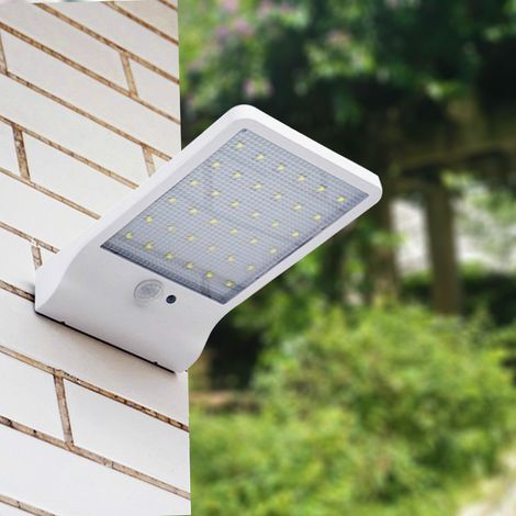Lampe solaire extérieure blanche à 48 LED avec détecteur de mouvement et variateur. (1/5)