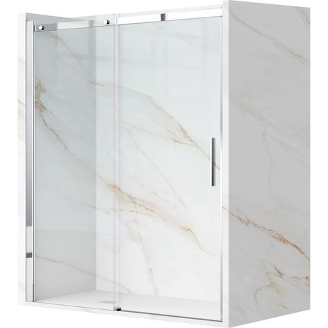 Porte De Douche Battante 100x195 cm en verre trempé transparent anticalcaire de 6 mm avec cadre chromé (1/5)