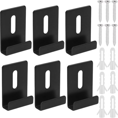Kit de 6 clips de miroir en métal noir avec vis, kit de clip de miroir à large canal, grand clip de fixation pour miroir lourd, clip de support de miroir en métal pour (1/5)