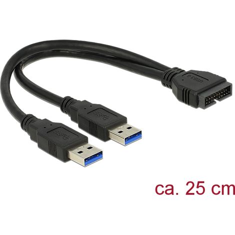 Kabel usb 3.0 pinheader st 2 x usb 3.0-a st 25cm