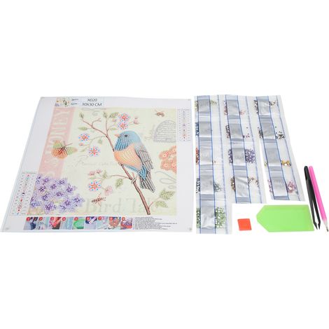 Tableau en strass 5D représentant un oiseau perché sur une branche, peinture décorative à faire soi-même pour le salon et la chambre. (1/5)